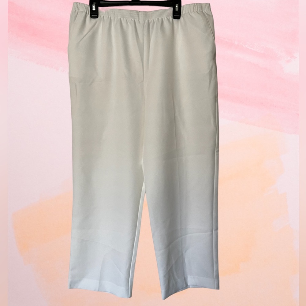 Alfred dunner elastic waist pants white size 18